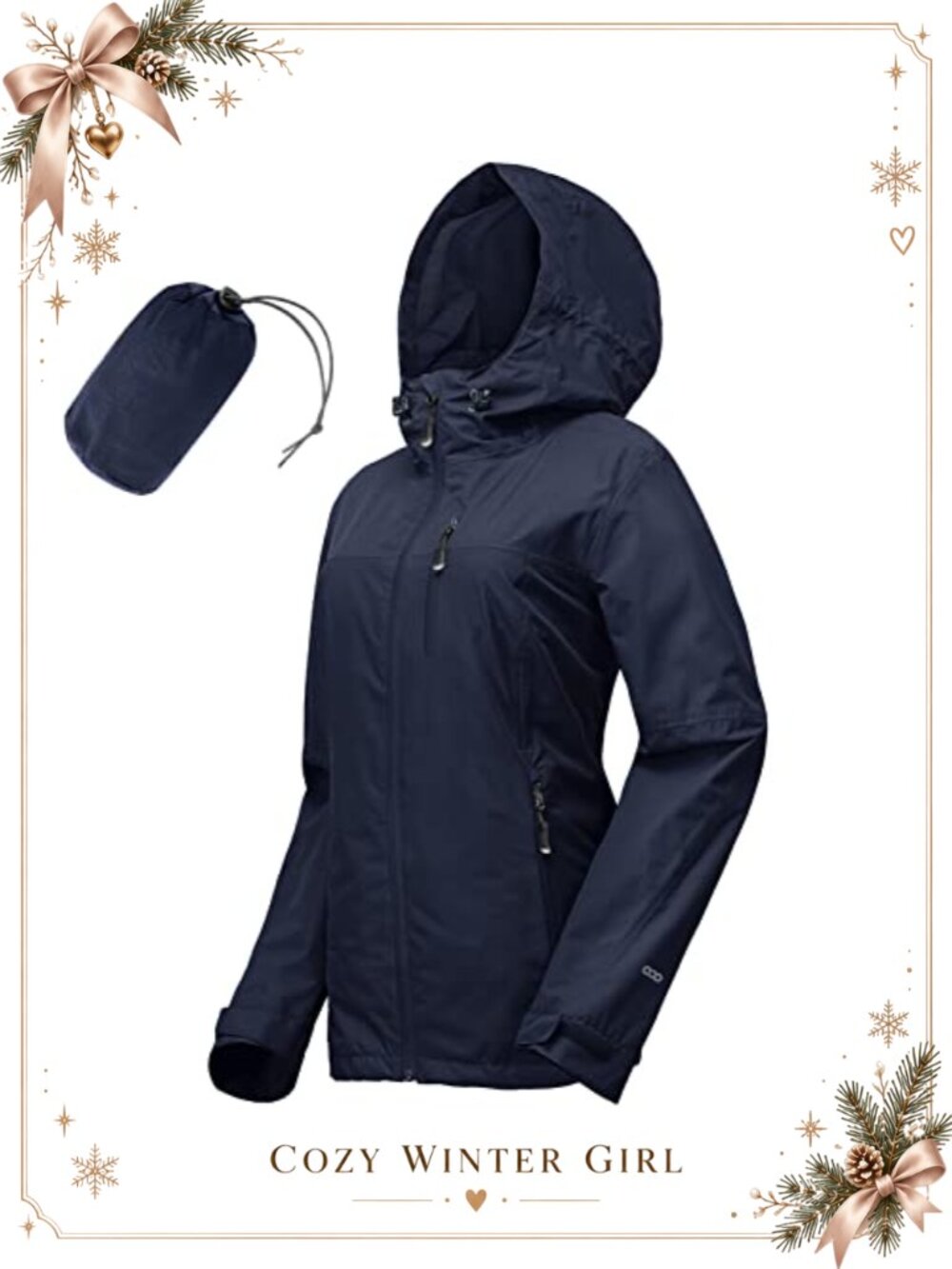 Packable Women's Waterproof Rain Jacket Hooded Vented Zip Outdoor